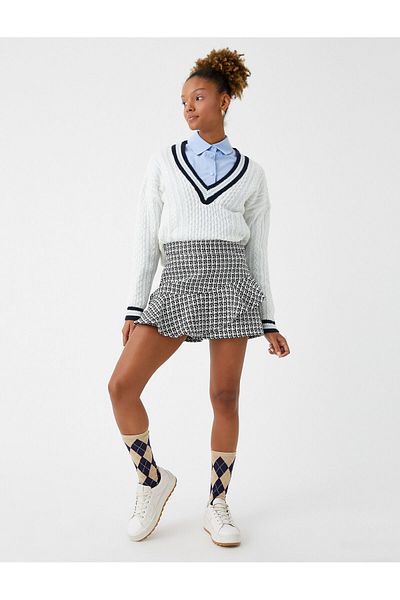 Koton Tweed Shorts Rock Mini Rüschen