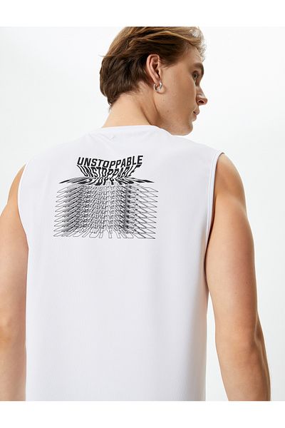 Koton Sport-Tanktop, ärmellos, Rückseite mit aufgedrucktem Slogan, Rundhalsausschnitt