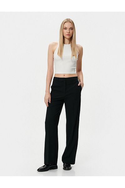Koton Tube Leg Trousers Normal Waist Pocket Detailed