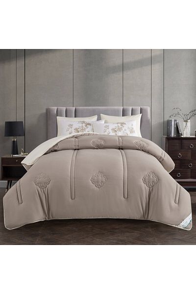 Donetella 4-Piece Comforter Set – Single Size 170x230 cm, Microfiber, Digital Quilted 350 Gsm Filling