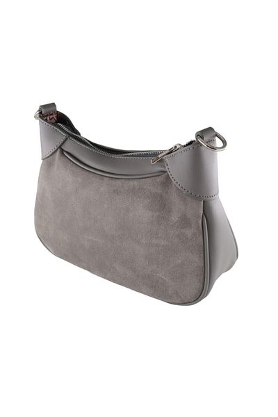 HFKY Τσάντα ώμου 01 Model Grey από πραγματικό δέρμα