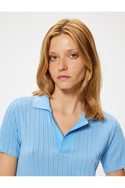 Koton Tricou cu mânecă scurtă cu guler polo texturat