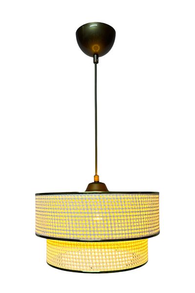 Göksu Lighting Rattan Model Tiered Pendant Lamp Chandelier Living Room Living Room Hallway Entrance Dining Room