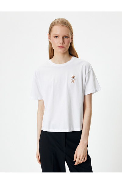 Koton Tricou cu mânecă scurtă, bumbac brodat