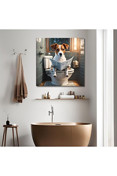 Single Square Canvas Bath Table Jack Russell Reading the Newspaper