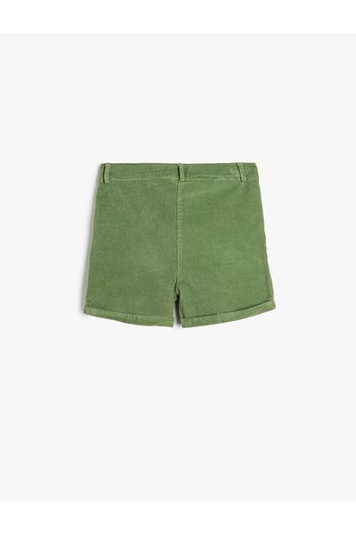 Koton Pantaloni scurți din catifea velur bumbac buzunare brodate florale