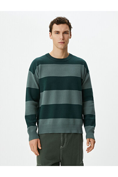 Koton Knitwear Sweater Crew Neck Color Block Long Sleeve