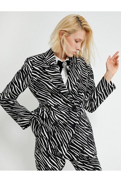 Koton Zweireihiger Blazer mit Zebramuster