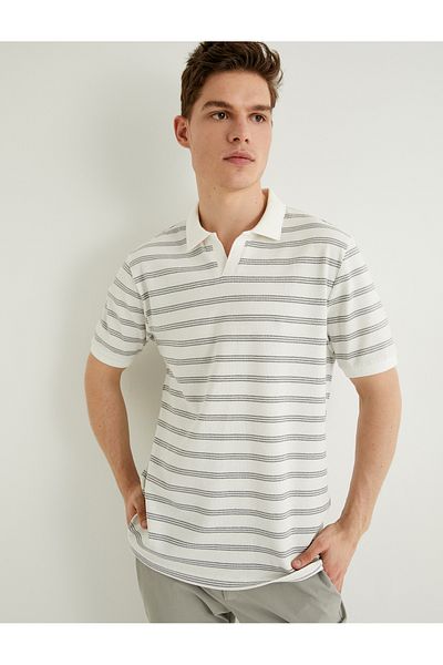 Koton Tricou polo cu decolteu în V, cu mânecă scurtă din bumbac
