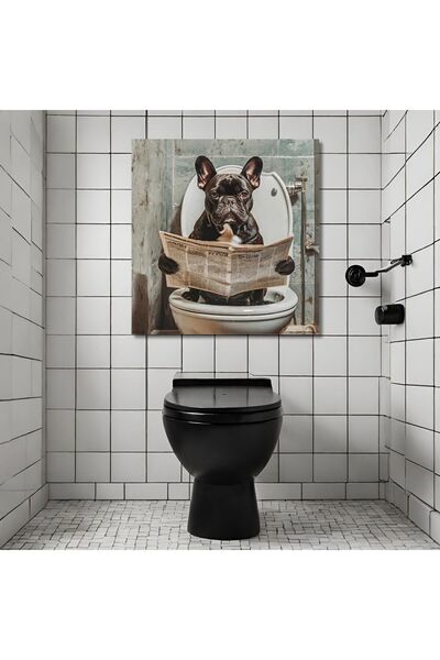 Single Square Canvas Bath Table French Bulldog Reading Newspaper