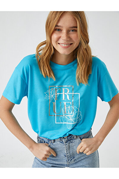 Koton Μπλουζάκι με κοντό μανίκι με λαιμόκοψη