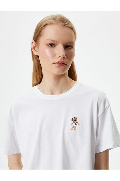 Koton Κοντομάνικο T-Shirt Crew Neck Βαμβακερό κεντημένο