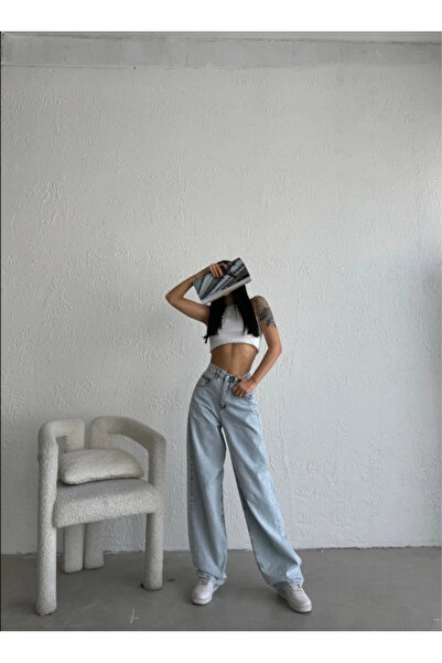 mintev بنطلون جينز فضفاض مناسب للغسيل على الجليد