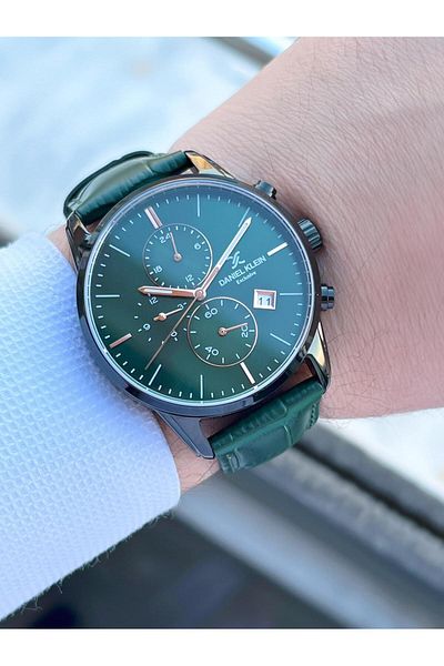 Daniel Klein Men Wrist Watch with 3 Atm Leather Band - for Engagement and Groom, Active Inner Gauges Edk.13834-6