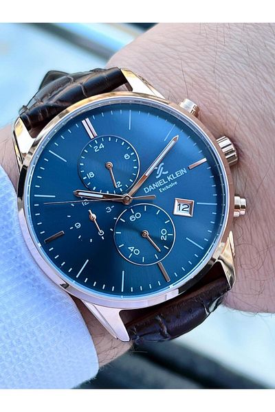 Daniel Klein 3 Atm Leather Band - Men's Wrist Watch for Engagement and Groom Edk.13834-3
