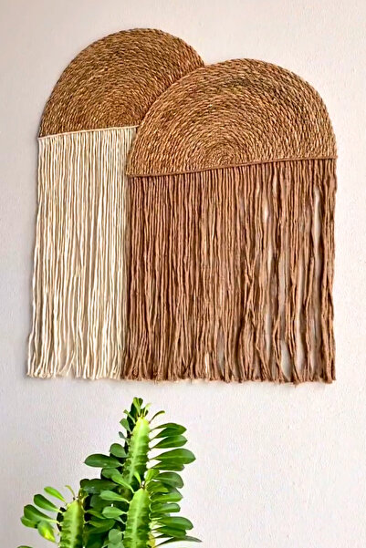 Genel Markalar MİNA SOUVENİR İkili Bohem ,retro Stil Duvar Dekoru Makrome Duv...