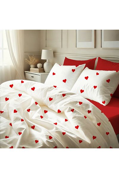 Lief Home 100% Cotton Flannel Fabric Hearted Single Duvet Cover Set