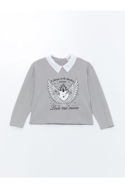 LC Waikiki Rmz Gi̇yi̇m Farkiyla Shirt Roba Collar Girl's T-Shirt