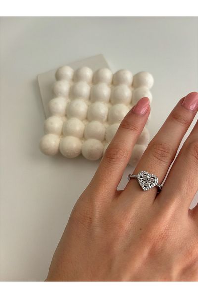 Ressia New Season Baguette Stone Heart Model Steel Ring