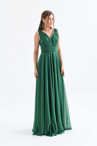 XXL BUTİK Rochie de seară din tul cu sclipici căptușită pentru femei XXL9223