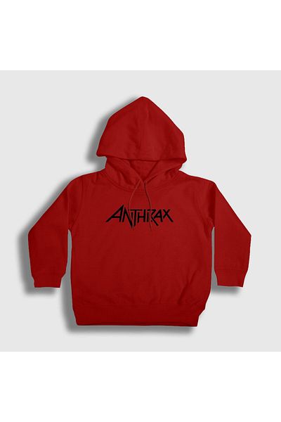 Presmono Унисекс детски суитшърт с качулка Anthrax в червен цвят 10056tt