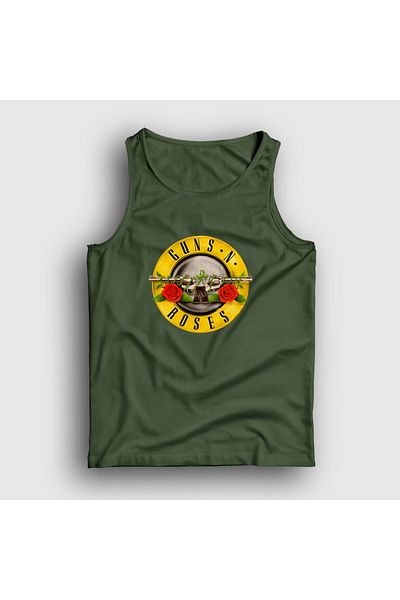 Presmono قميص داخلي كاكي بشعار Guns N' Roses للجنسين 58321tt