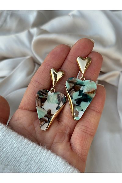 HERCY 1. Class Imported Design - Gold Earrings, Heart Earrings, Oversized Dangle Earrings