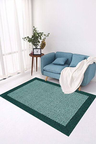 Viyana Home Covor de bucătărie lavabil, model din iută, cu cadru negru anti-alunecare digital