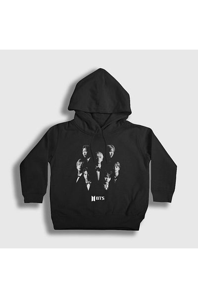 Presmono Унисекс детски суитшърт с качулка и черна лента Bts 21790tt