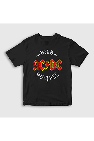 Presmono Unisex dečji crni visokonaponski AC/DC T-shirt 6316tt