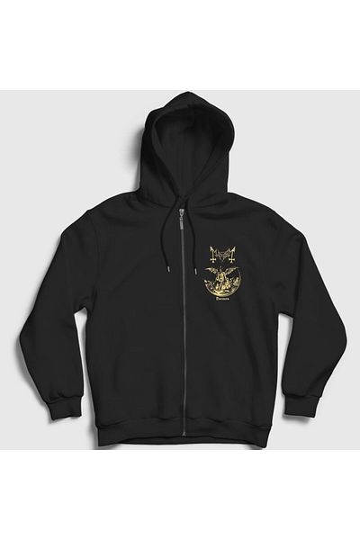 Presmono Φούτερ Unisex Black Daemon Mayhem με φερμουάρ με κουκούλα 64383tt