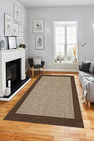 Viyana Home Ψηφιακό αντιολισθητικό χαλί με μαύρο πλαίσιο από γιούτα, μοντέλο που πλένεται, χαλί κουζίνας και σαλονιού