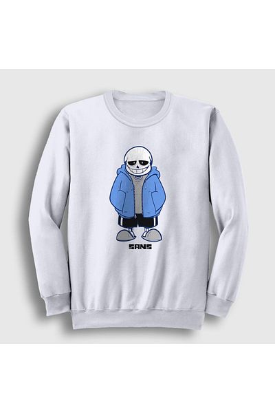 Presmono Unisex Λευκό Μπλε Παλτό Sans Undertale Φούτερ 31835TT