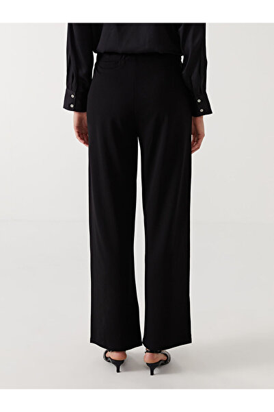 LC Waikiki Siyah Beli Lastikli Geniş Paça Kadın Pantolon