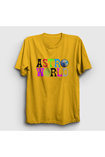 Presmono Unisex žuti Astroworld V2 Travis Scott T-shirt 43966tt