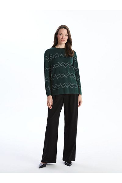 LC Waikiki Crew Neck Patterned Women's Knitwear Sweater - W4Cy46Z8