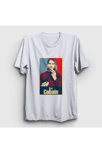 Presmono Μπλουζάκι Unisex Λευκό Σμόκιν Nirvana Kurt Cobain 35924tt