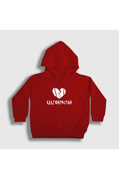 Presmono Унисекс детски суитшърт с качулка Broken Heart Xxxtentacion в червен цвят 47384tt