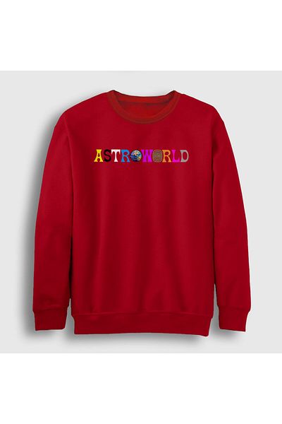 Presmono Унисекс червен суитшърт Astroworld Travis Scott 45164tt