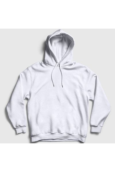 Presmono Λευκό φούτερ Unisex με κουκούλα - Απλό χωρίς στάμπα 59283tt