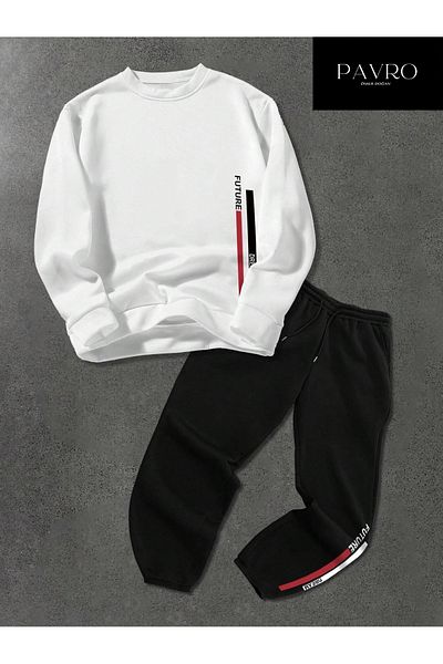 PAVRO Oversize Sweatshirt Jogger Set - Crew Neck, Raised Future