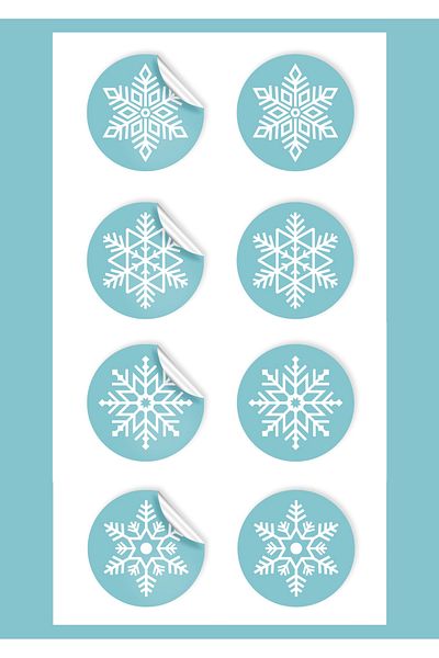 anka design Christmas Themed Snow Patterned Art Sticker (4X4Cm) 48 Pieces