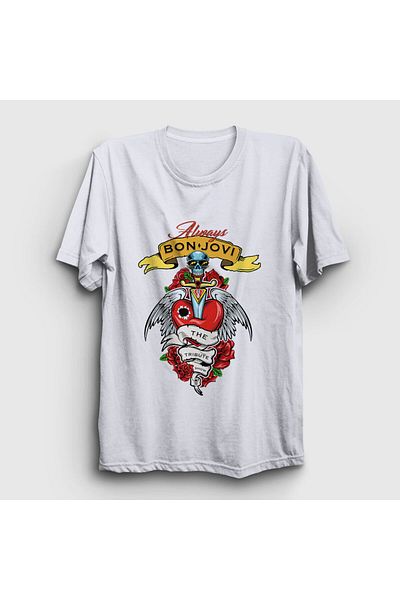 Presmono Μπλουζάκι Unisex White Always Bon Jovi 20031tt