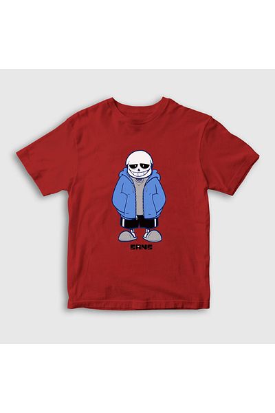 Presmono Tricou unisex copii roșu albastru Sans Undertale 31796tt