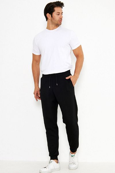 Jomax Black Scuba Sports Sweatpants with High Waist Pockets - Edy0020S
