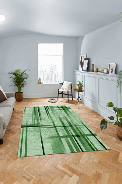 Viyana Home Digital Non-Slip Colorful Modern Pattern Jute Model Washable Floor Mat Kitchen Living Room Carpet