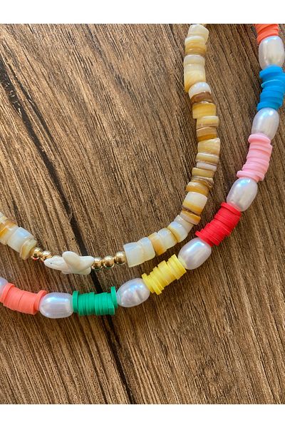 Store Boho Style Colorful 2-Piece Holiday Necklace