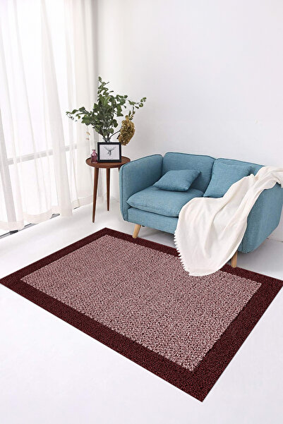 Viyana Home Digital Anti-Slip Black Framed Jute Model Washable Runner Kitchen Living Room Carpet
