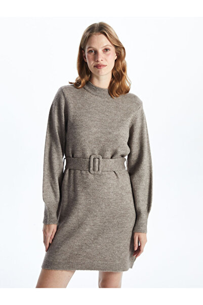 LC Waikiki Beige Crew Neck Women's Knitwear Tunic