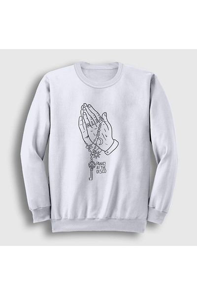 Presmono Unisex White Pray Πανικός! Φούτερ At The Disco 73172tt
